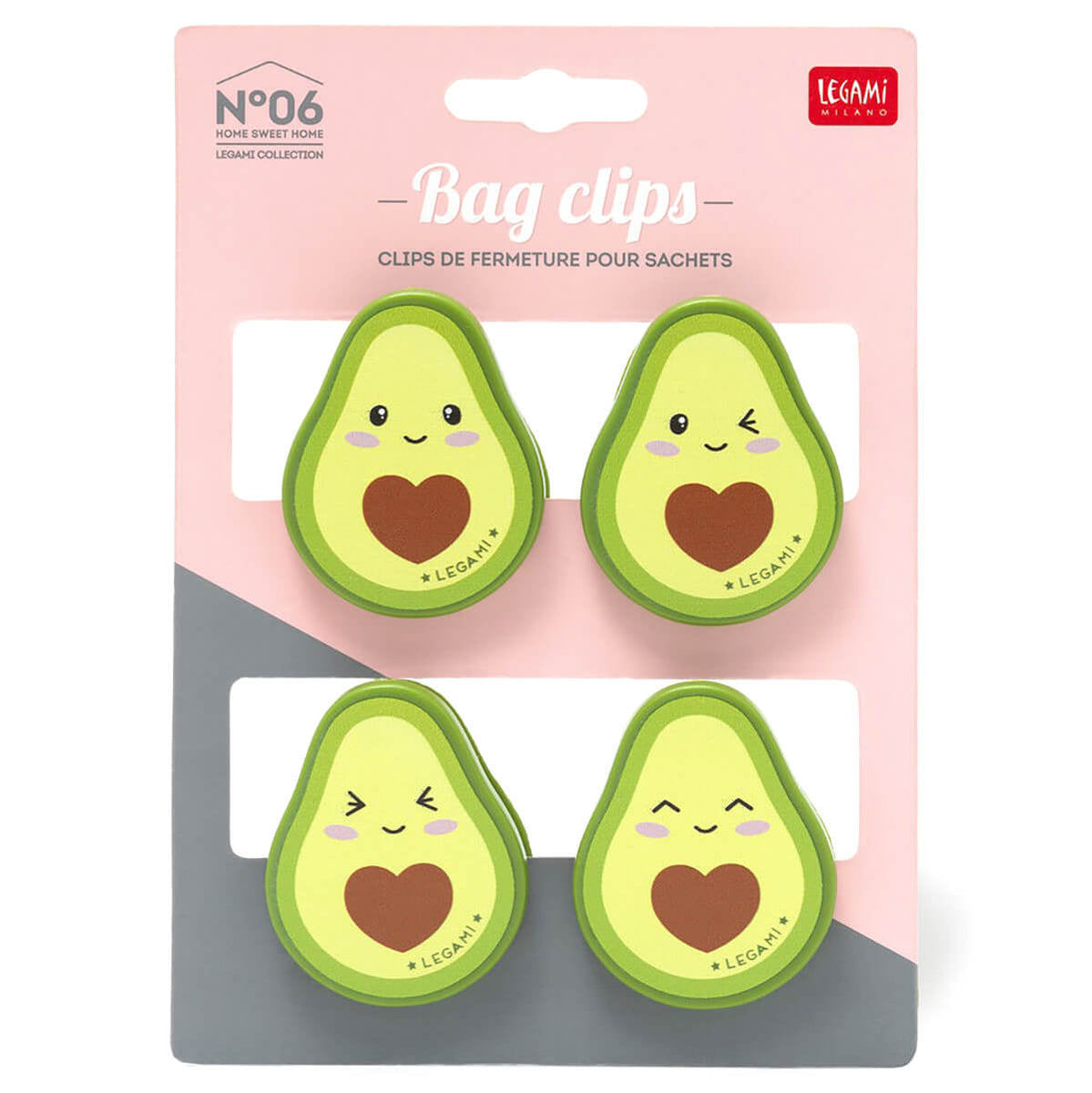 Avocado Set Of Bag Clips by Legami – Junior Edition