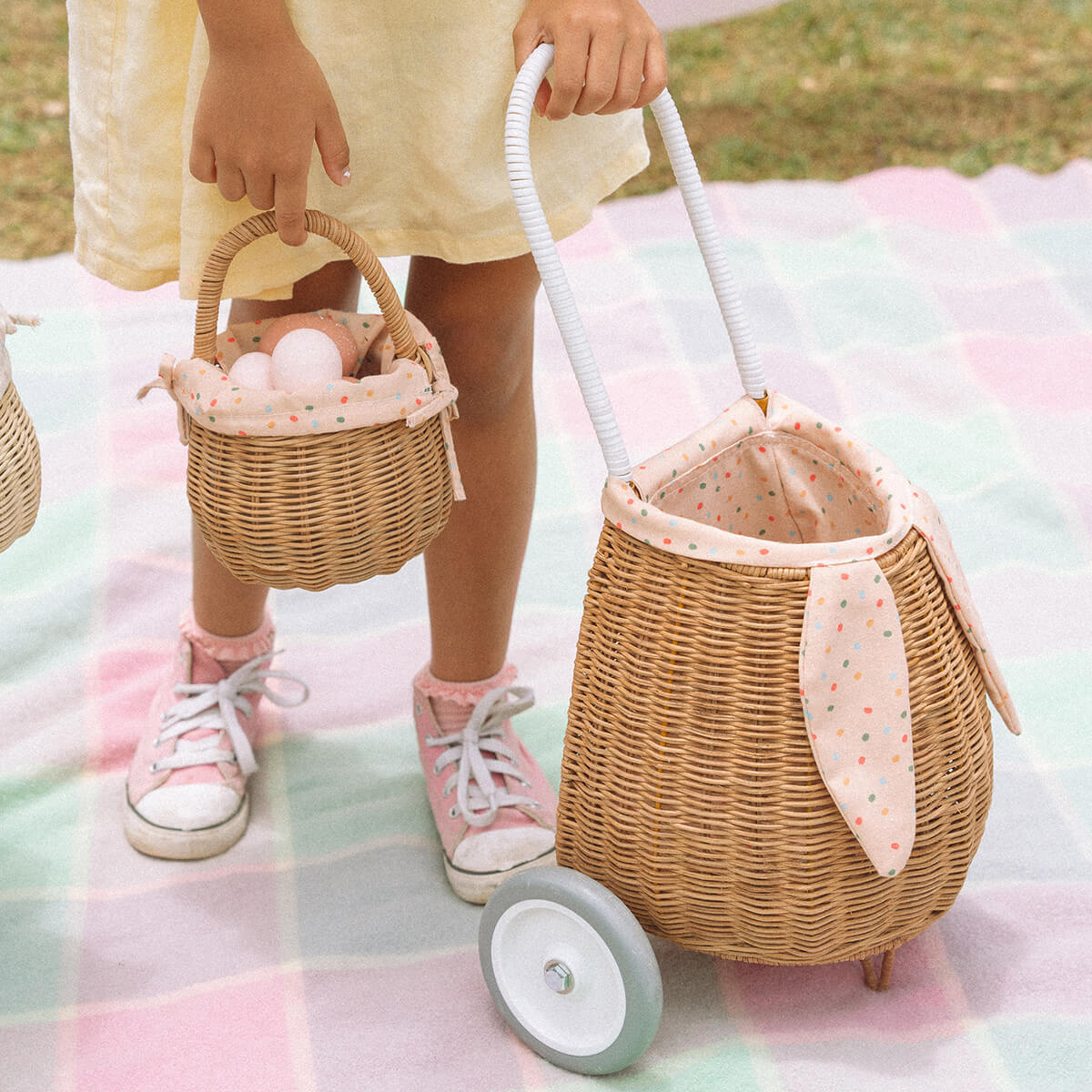 Olli Ella Mini Rattan Children's Picnic Basket, 5 Colors, Handwoven in  Vietnam