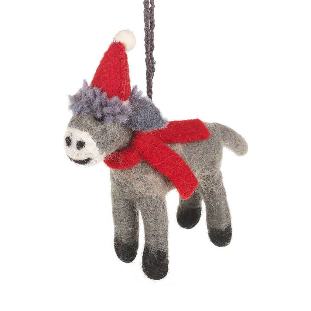 Christmas Donkey Hanging Tree Decoration by Felt So Good