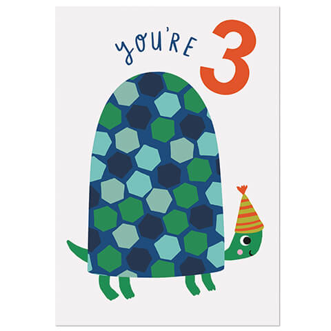 Age 3 Turtle Greetings Card by Natalie Alex