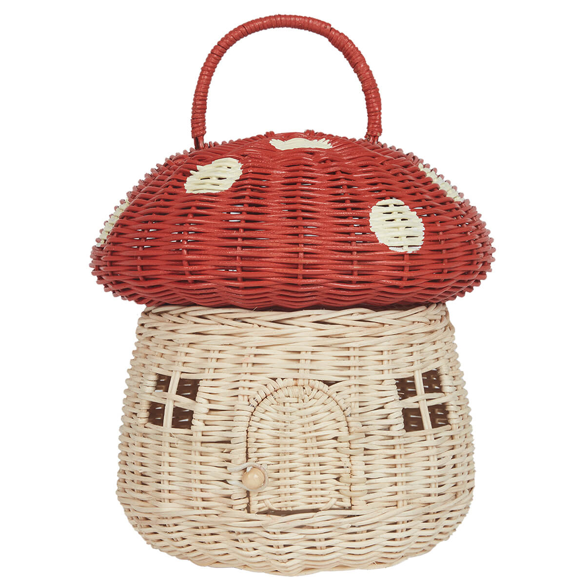 Rattan Mushroom Basket in Red by Olli Ella – Junior Edition