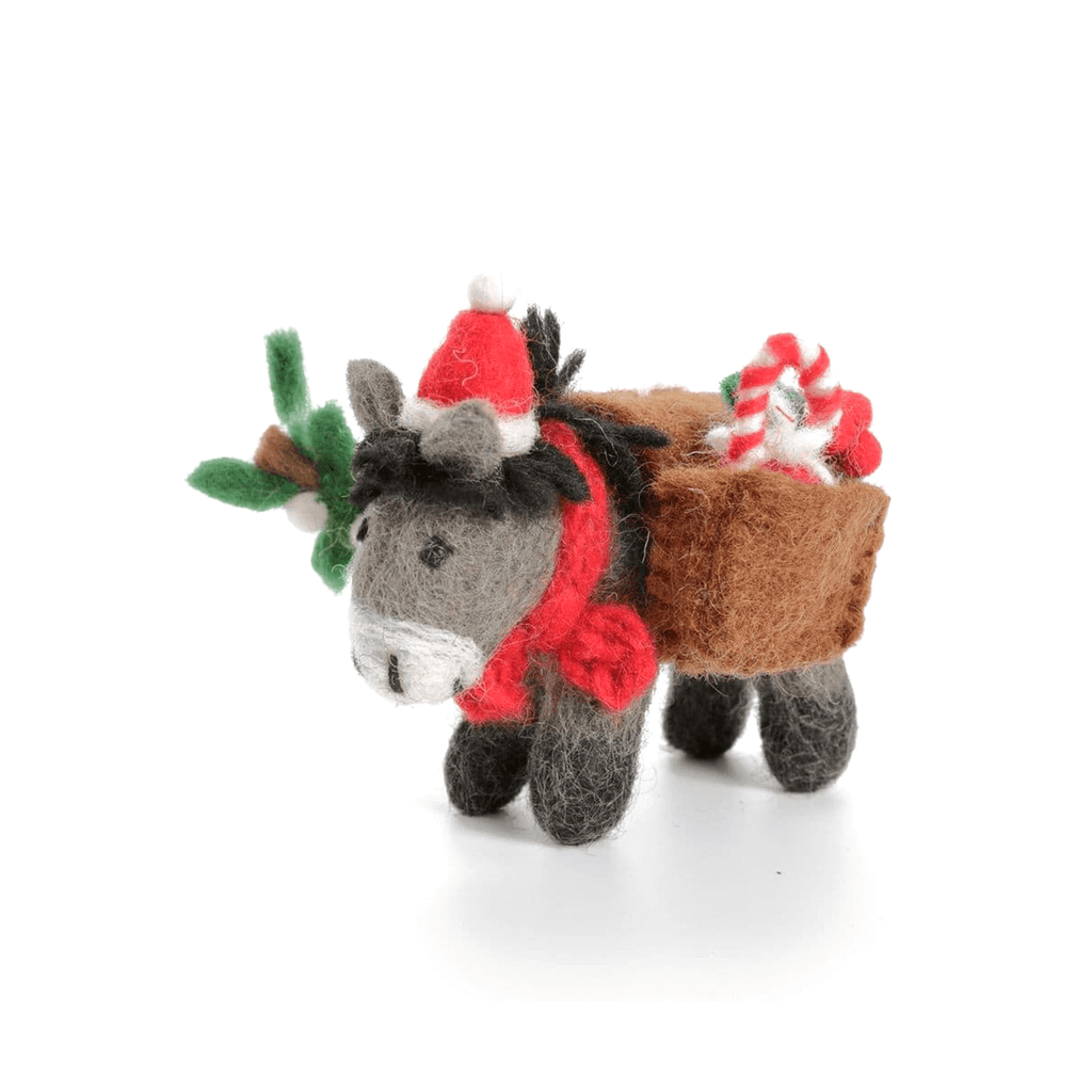 Donkey with Christmas Panniers Hanging Decoration by Amica