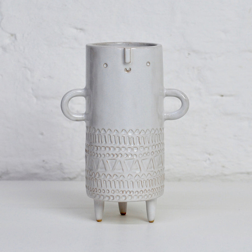 Nina Tall Tripod Vase in White by Atelier Stella