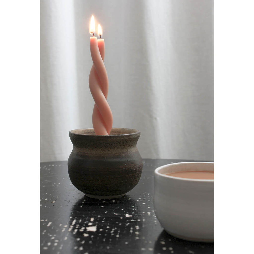 Twisted Candle in Pink Blossom by Wax Atelier