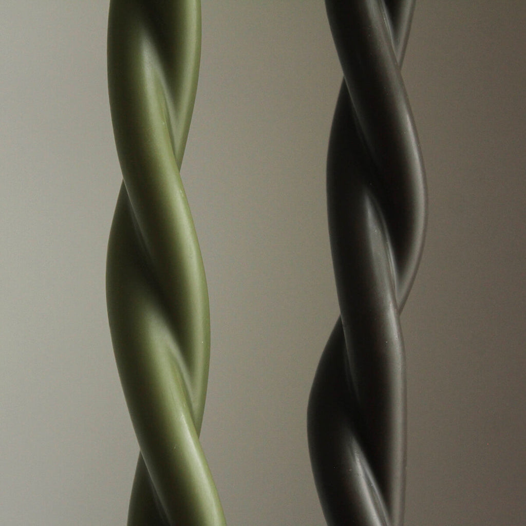 Twisted Candle in Seeweed by Wax Atelier