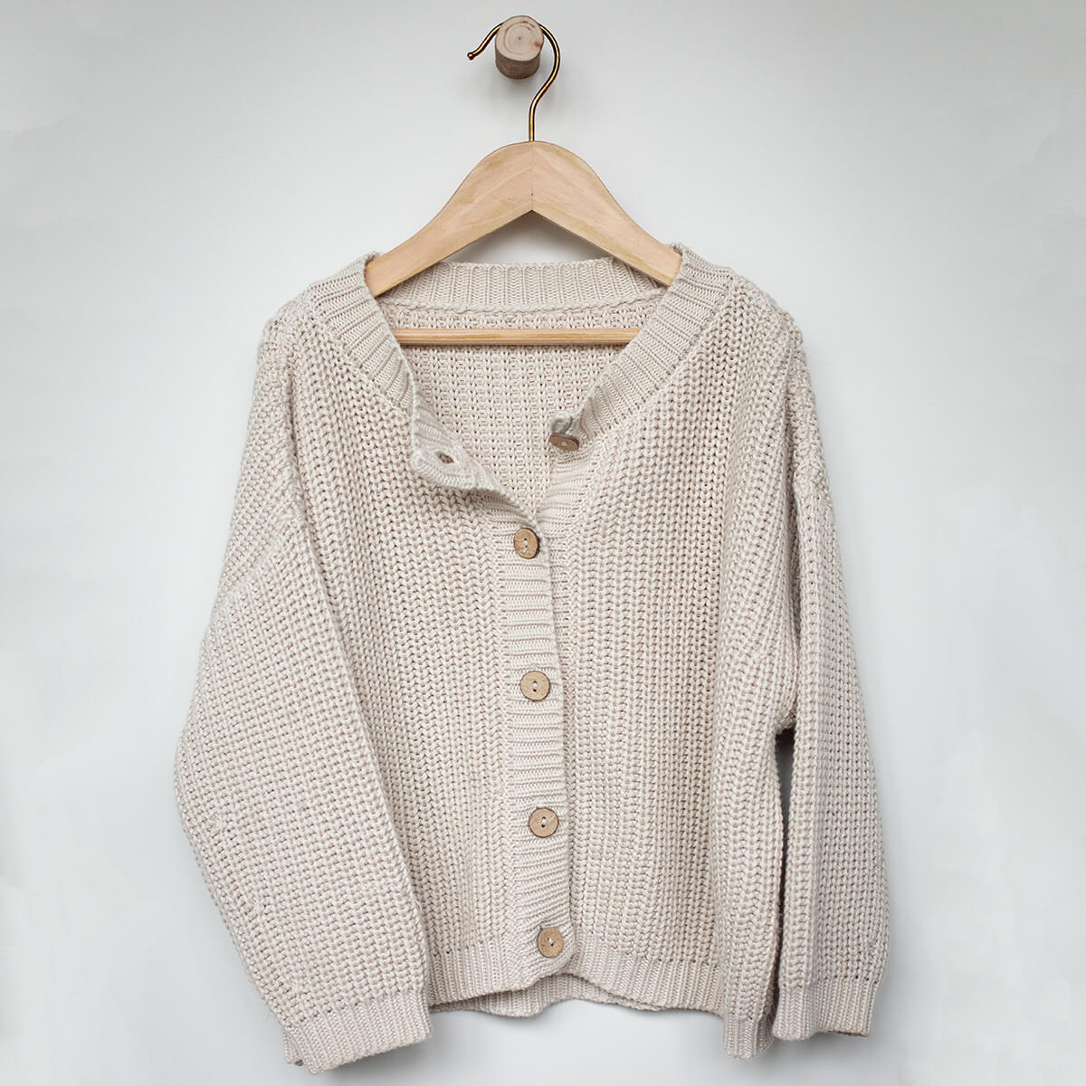 The Chunky Cardigan in Oatmeal by The Simple Folk – Junior Edition